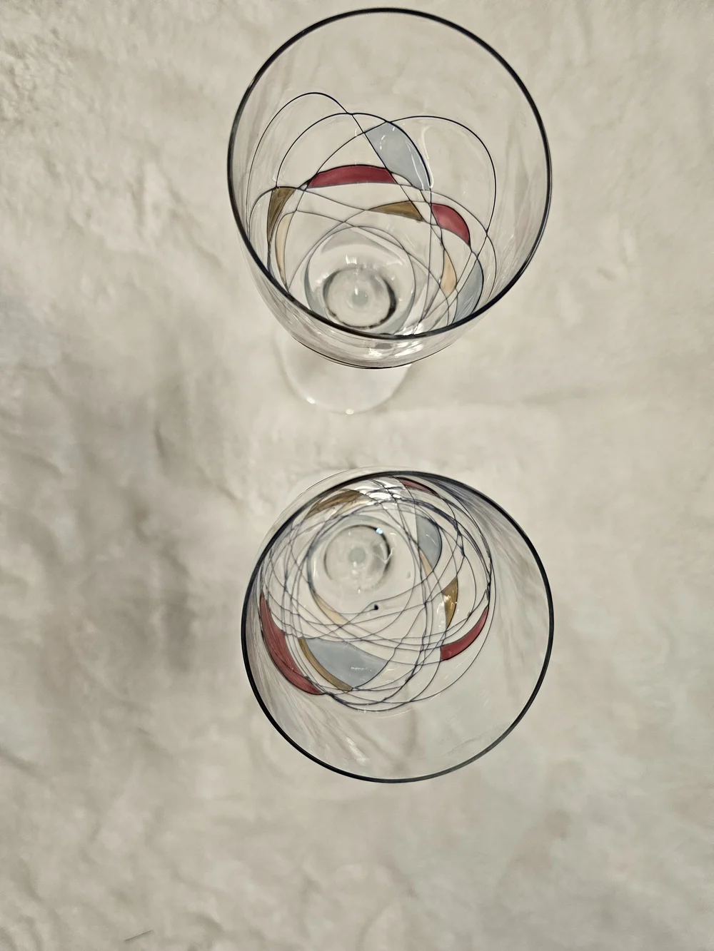 L1U2 Luminescence Crystal Hand-Painted Swirl Stem Wine Glasses  Set of 2